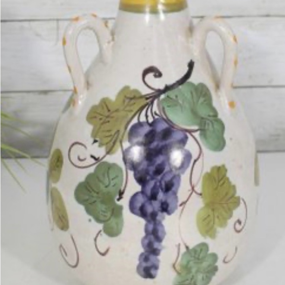 Italian Majolica Ceramic Olive Oil / Limoncello Bottle